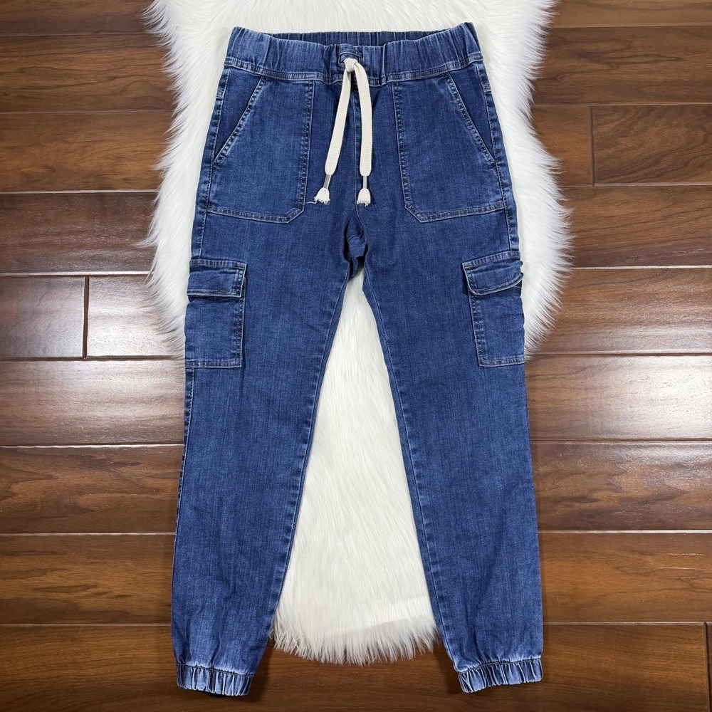 Bevy Flog Women's Size 27 Gaya Drawstring Cargo Jogger Denim Jeans